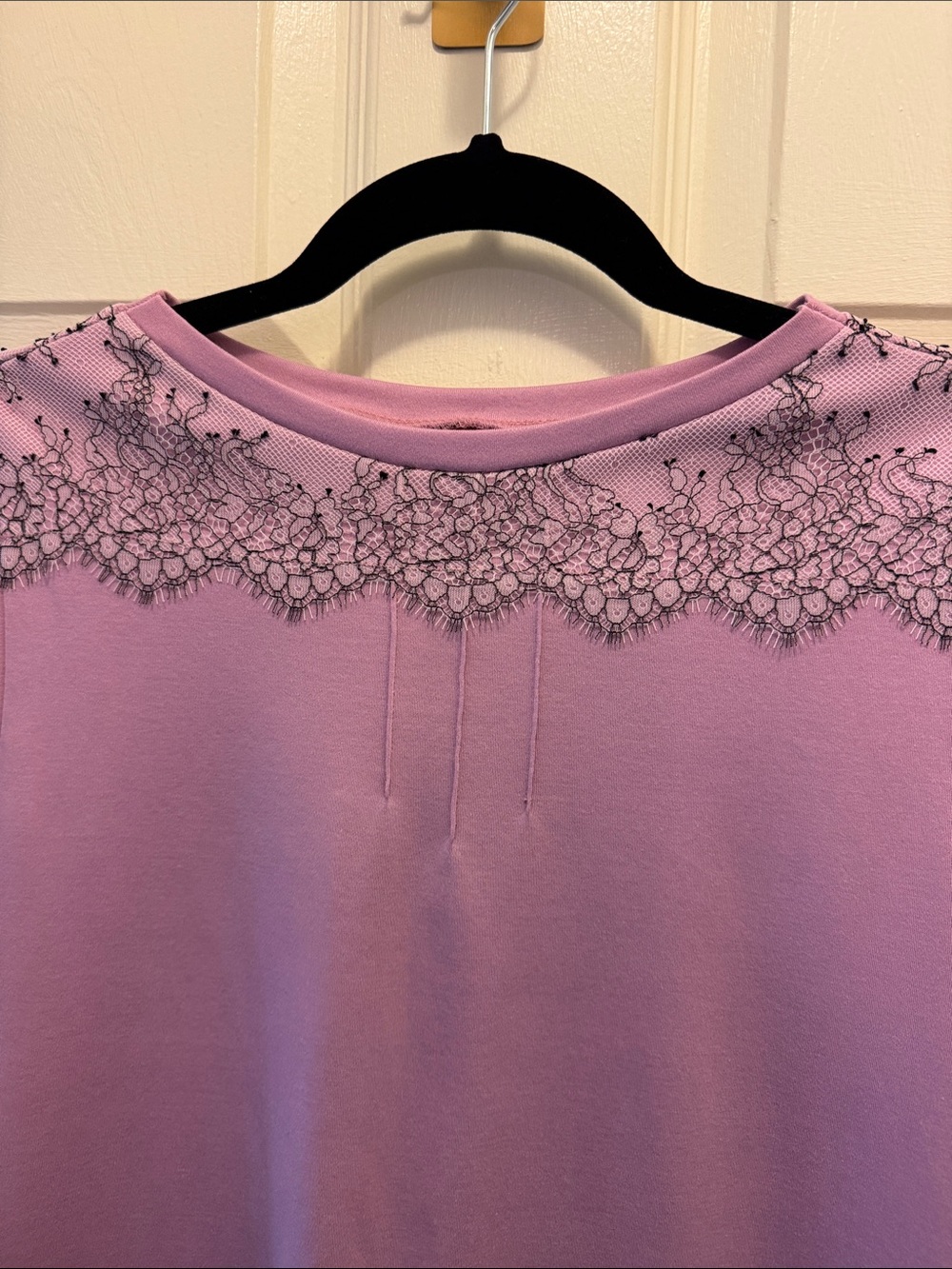 Lilac Lace-Trim Pullover Sweatshirt